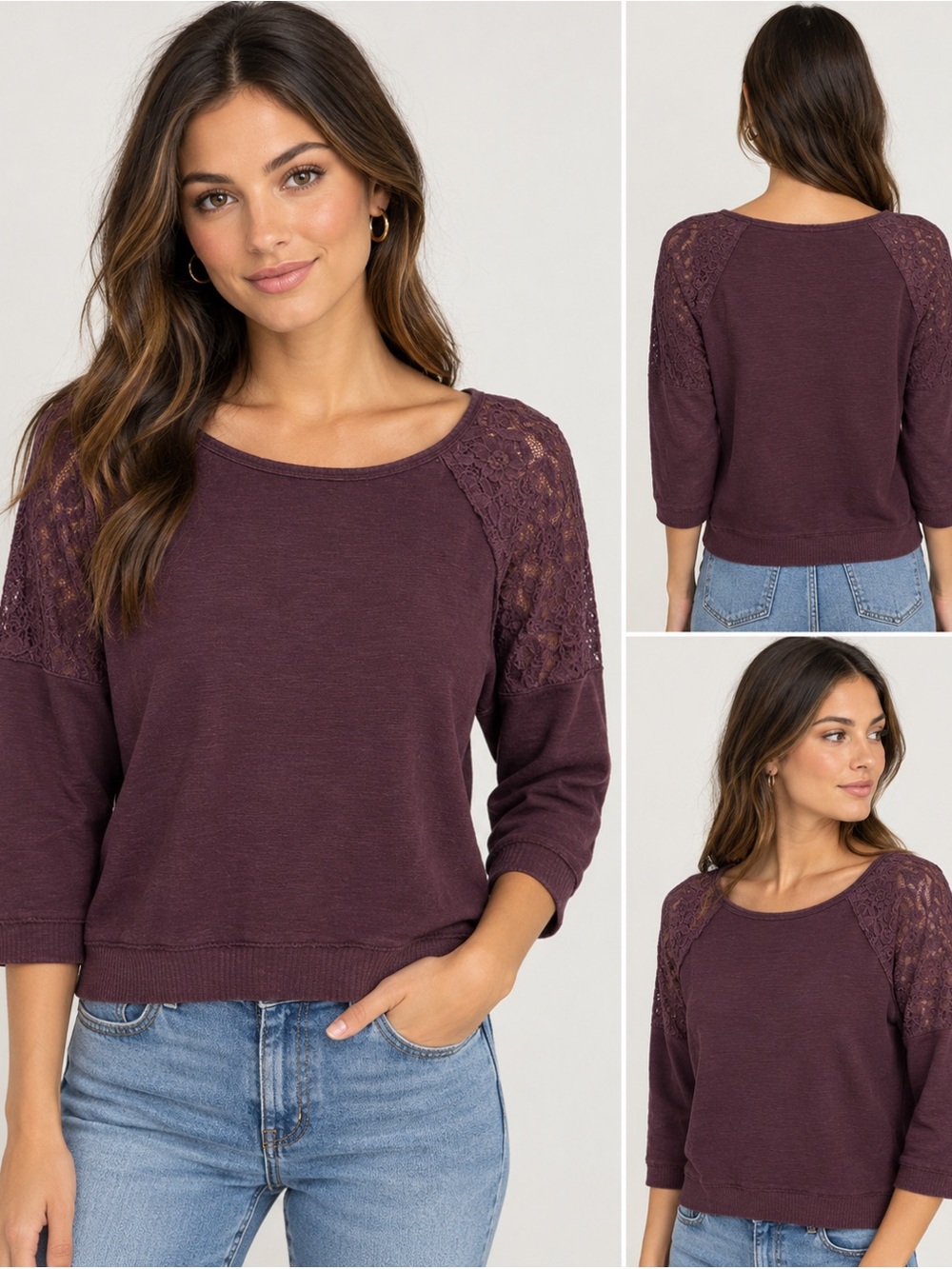 Knox Rose Women's Burgundy Lace Top